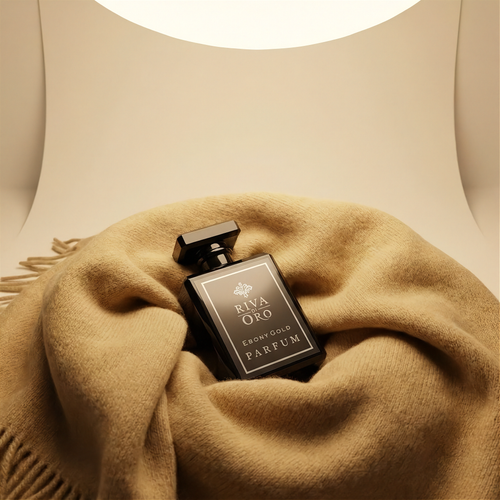 Ebony gold 100ml perfume bottle close-up by Riva di Oro